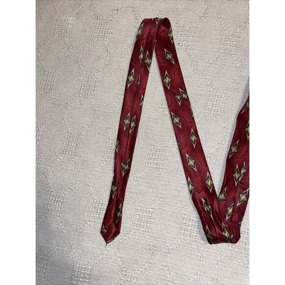Rene Chagal Men’s Dress Tie Size 57” 4” Red Geometric Business Formal Polyester - Picture 7 of 12